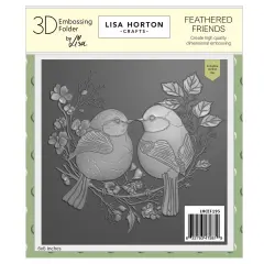 Lisa Horton Crafts Embossing Folder And Die 6"X6"-Feathered Friends