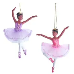 5.5" African American Ballerina Ornaments &ndash; Assorted Set of 2 Elegant Christmas Decorations