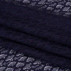 1 Yard Navy Purple Corded Lace Fabric Diamond Lattice Eyelash Edge Sheer Soft Drape 50 Inch Width