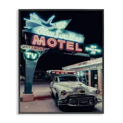 Stupell Industries Vintage Motel Getaway Car Framed Giclee Wall Art Design by Graffi*tee Studios