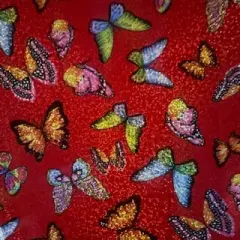1 Yard Butterfly Hologram Polyester Spandex Fabric for Creative Wearables, Party Outfits, and DIY Designs 60 Inch Width Red