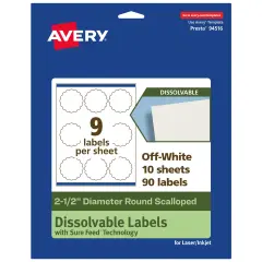 Avery Dissolvable Labels, 2.5" Diameter Round Scalloped