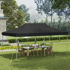 10x20 Feet Pop Up Foldable and Portable Outdoor Gazebo with Carry Bag Ideal for Party or Wedding Ceremony Black