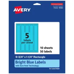 Avery Bright Blue Paper Labels, 9.75" x 1.25" Rectangle