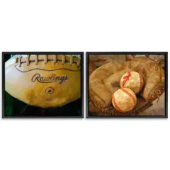 Stupell Industries Sports Balls & Mitt 2pc Floater Framed Canvas Wall Art Set Design by Graffi*tee Studios
