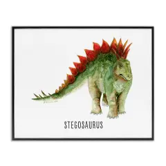 Stupell Industries Stegosaurus Dinosaur Learning Framed Giclee Wall Art Design by Brett Blumenthal