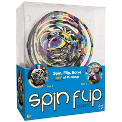 Spin Flip: Puzzle Hippy Dog & Cow- 14 Rings - 2-In-1: Double-Sided Puzzle, Spin-Flip-Solve, 360 Degress Of Puzzling, Fidget Toy, Adults & Kids Ages 8+