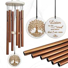 Wind Chimes for Outside,33" Engraved Tree of Life Memorial Sympathy Gifts Wind Chimes for Loss of Loved One,Gifts for Mother/Father,Wind Chimes Outdoor for Home Yard Garden Decor(Copper)
