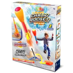 Lanard Chalkie: Chalk Rocket - Outdoor Play Flying Art Toy, 2 Foam Chalk Rockets, Stomp Pad Launcher, 50 Explosive Launches, Washable & Safe, Kids 6+