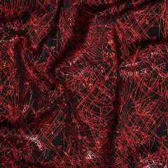 1 Yard Nylon Spandex Fabric with Dancing Splash Hologram Foil 58/60 Inch Width Black Red