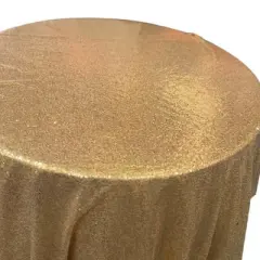 1 Yard Glitz Sequin Tablecloth 90 Inch Round Durable Polyester for Parties and Weddings Gold