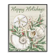 Stupell Industries Holiday Seashells & Holly Framed Giclee Wall Art Design by Paul Brent