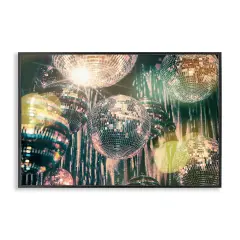 Stupell Industries Disco Balls with Bokeh Framed Giclee Wall Art Design by Graffi*tee Studios