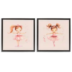 Stupell Industries Little Ballerina Dancers 2pc Floater Framed Canvas Wall Art Set Design by Andrea Haase 