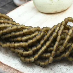 6-9mm Matte Translucent Brown Glass Recycled Glass Beads (20" Strand)