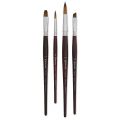 Escoda Prado Tame Synthetic Brushes - Series 8913 Set of 4, Assorted Sizes, Short Handle