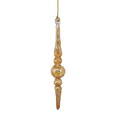 Outer Swirl Icicle Glass Ornaments - Gold -Finial