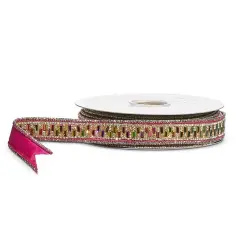 1.5" Jeweled Metallic Wired Ribbon (5 Yards)