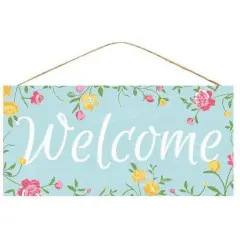 12" Wooden Sign: Welcome Floral Sign