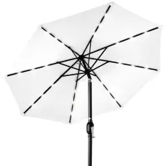 Best Choice Products 10ft Solar LED Lighted Patio Umbrella w/ Tilt Adjustment, UV-Resistant Fabric White