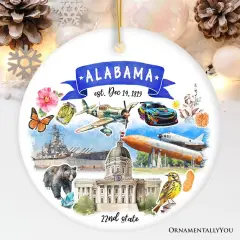 Artistic Alabama State Themes and Landmarks Christmas Ornament