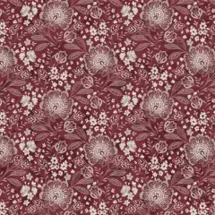 Red Jacobean Allover Elizabeth Wideback Fabric Per Yard