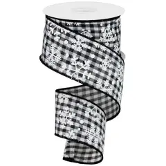 2.5" Snowflake Ribbon: Black & White (10 Yards)