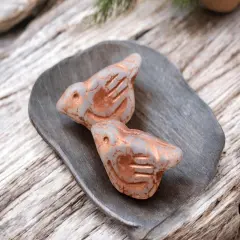 *6* 11x22mm Copper Washed Matte Milky Crystal Bird Beads