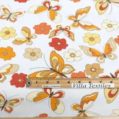 1 Yard Butterfly Cotton Fabric Stretch Material, 44/45" Wide for Apparel & Crafts