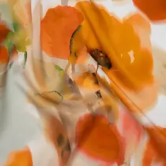 1 Yard Orange & Golden Yellow Watercolor Floral Silk Charmeuse 16MM, 53" Wide, Made in Italy