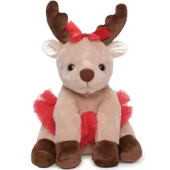 Bearington Dazzling Dancer Ballerina Doll Plush, 13 Inch Reindeer Stuffed Animal, Ideal Christmas Dolls for Girls Gift for Toddlers, Kids & Teen, For Ages 3-14 Red