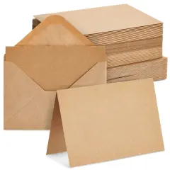 96 Pack Vintage-Style Airmail Stationery Set (48 Lined Paper Sheets with Matching Envelopes) for Letter Writing, Travel Map Design Brown