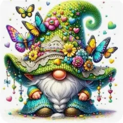Gnome Diamond Art Kits for Adults Beginners, 5D DIY Spring Butterfly Diamond Painting Kits Full Round Drill
