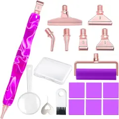 Ergonomic Diamond Painting Art Drill Bead Dot Pen Kit with Screw Steel Silver Metal Tip Nibs Placers Roller Tool Accessories for 5D Dia