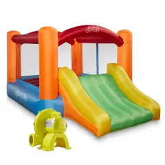 Cloud 9 Inflatable Bounce House and Blower, Bouncer for Kids with Fun Slide, Includes Stakes and Repair Patches