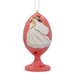 Bride and Groom Wedding Cake Wooden Christmas Ornament