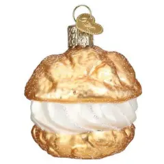 Old World Christmas 2.5 Inch Cream Puff Christmas Tree Ornament , Dessert French Pastry Multicolored