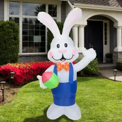 Northlight Inflatable Lighted Standing Easter Bunny with Egg Outdoor Decoration - 7' White