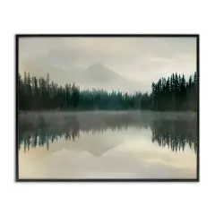 Stupell Industries Foggy Lake Forest Landscape Framed Giclee Art Black Frame