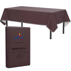 Exquisite Vinyl Tablecloth &ndash; 54" x 70" &ndash; Pack of 1 &ndash; Rectangular Plastic Table Cover with Flannel Backing &ndash; Reusable & Waterproof Tablecloth for Events and Parties Brown