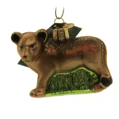 Old World Christmas 2.0 Inch Lion Cub Tree Ornament , Ornament Playful Cat Brown
