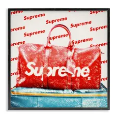 Stupell Industries Bold Red Weekender Bag Framed Giclee Wall Art Design by Graffi*tee Studios