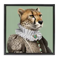Stupell Industries Madame Cheetah Portrait Framed Floater Canvas Wall Art Design by Elizabeth Medley