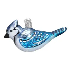 Old World Christmas 2.0 Inch Bright Blue Jay Tree Ornament , Bird Noisy Fearless
