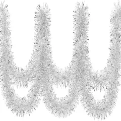 50 Feet Christmas Garland, Non-lit Soft for Indoor Decor or Outdoor Use, Premium Quality, for Party Decorations, Stairs, Railing, Closets, Windows, Birthday Party (Silver)