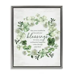 Stupell Industries Irish Proverb Wreath Framed Floater Canvas Wall Art Gray Floater Frame