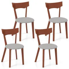 Costway Wooden Armless Dining Chair Set of 2/4 with Rubber Wood Legs Padded Seat Cushion
