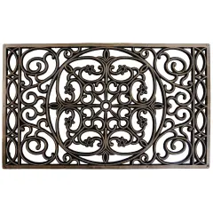 Gardenised Heavy Duty Coco Coir Doormat Non Slip PVC Baking Embossed Welcome Design Natural Coconut Fiber Floor Mat for Front Door Porch Patio Entryway Garage Mudroom & Outdoor Use 18x30" Rubber Elegant Swirl