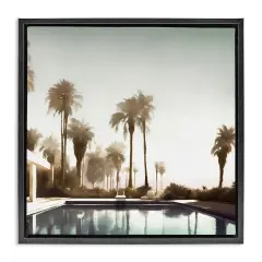 Stupell Industries Dreamy Pool & Palm Trees Framed Floater Canvas Wall Art Design by Noah Bay