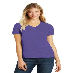 District&reg; Women&rsquo;s Perfect Blend Short Sleeve CVC V-Neck Tee Heathered Purple